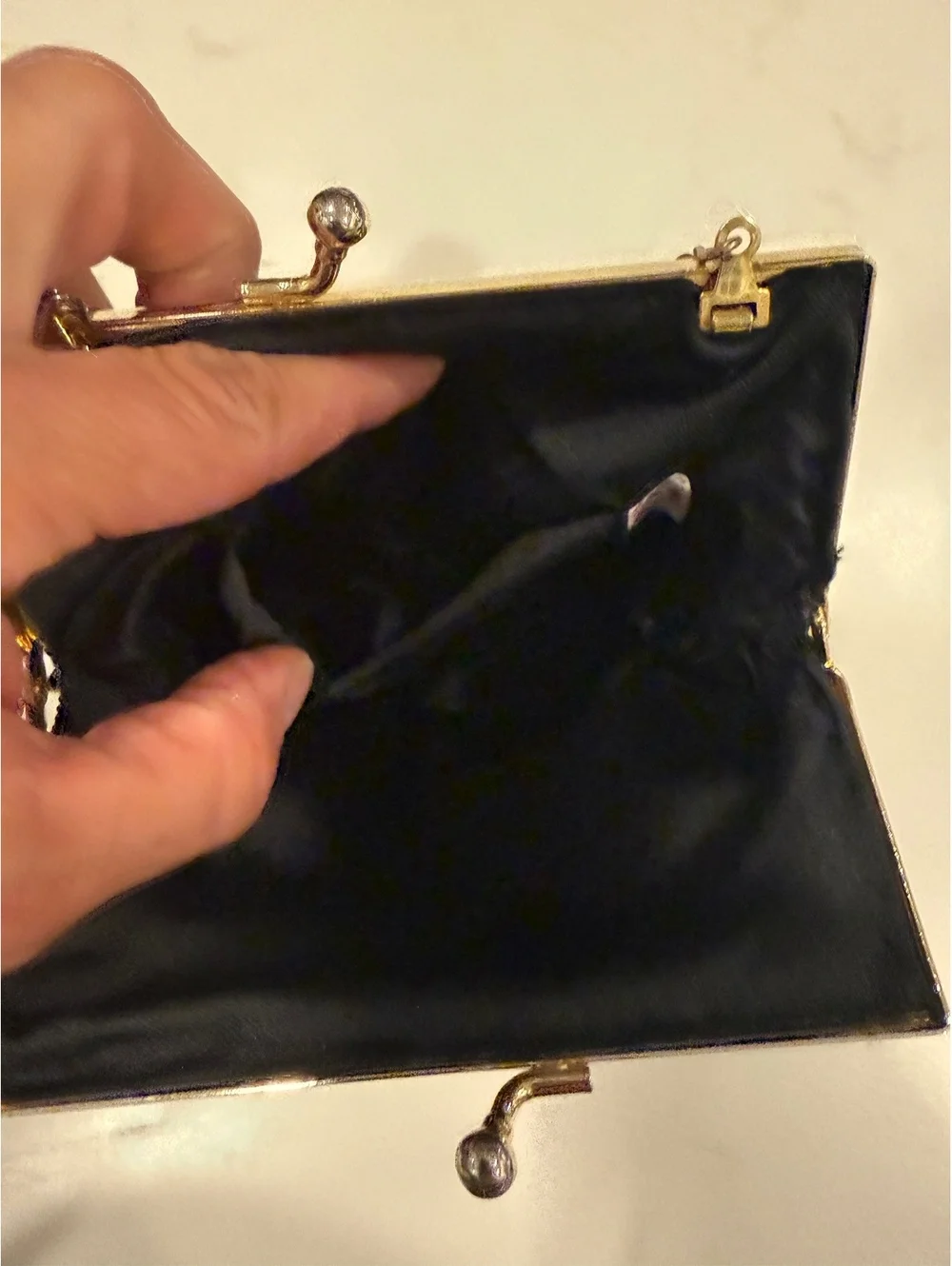 Vintage Black Beaded Shell Shaped Evening Bag with Chain Strap